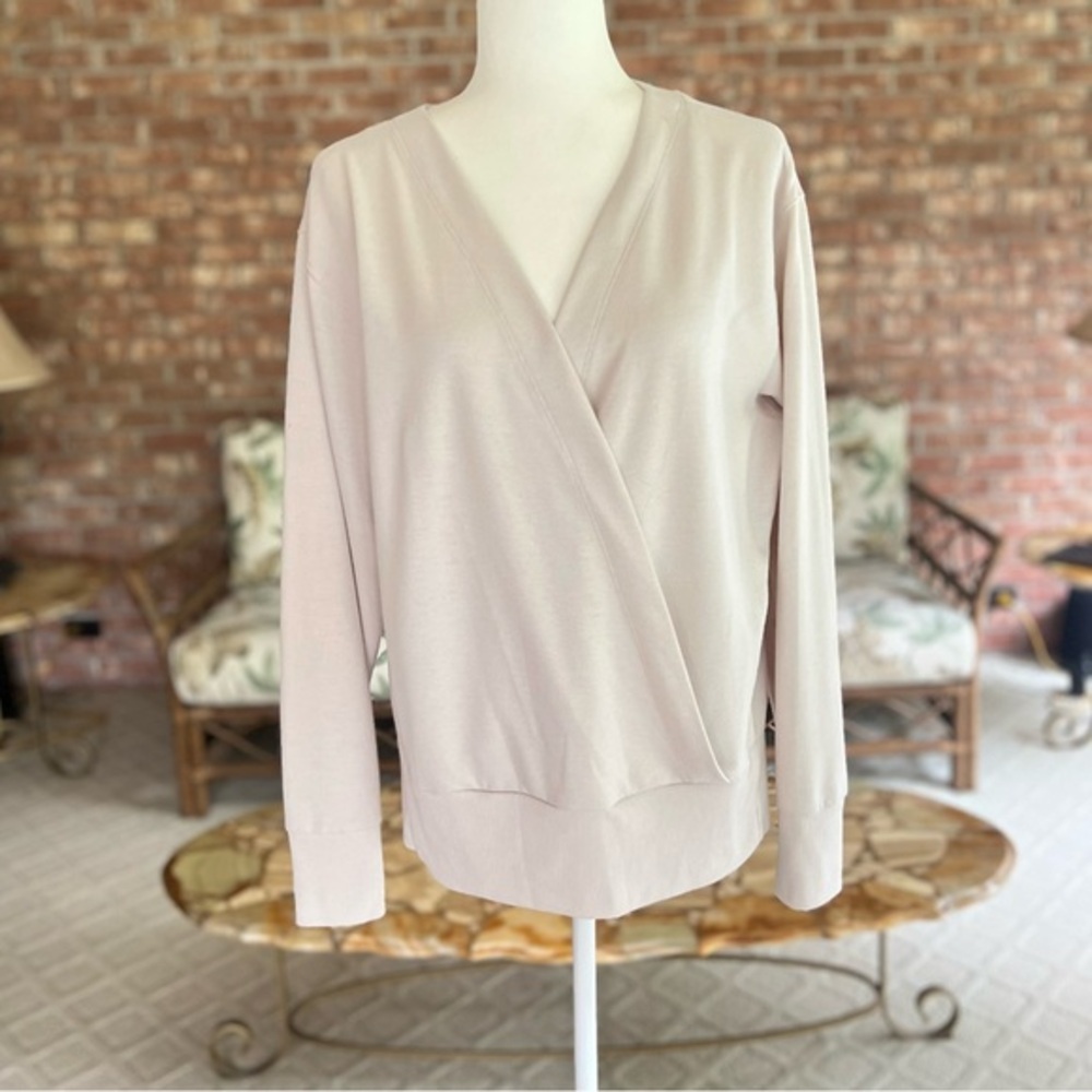Apana Sweatshirt Beige V-neck L Casual Everyday Loungewear Cozy Soft